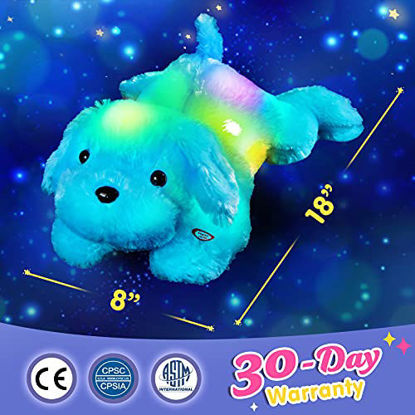 Picture of WEWILL Light up Puppy Stuffed Animal Creative Night Light Lovely LED Dog Glow Soft Plush Toy Gifts for Kids on Christmas Birthday Valentines Festivals, 18-Inch, Blue