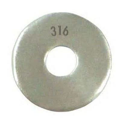 Picture of 316 Stainless Steel Flat Washer, Plain Finish, #10 Hole Size, 13/64" ID, 1" OD, 0.04" Nominal Thickness (Pack of 50)