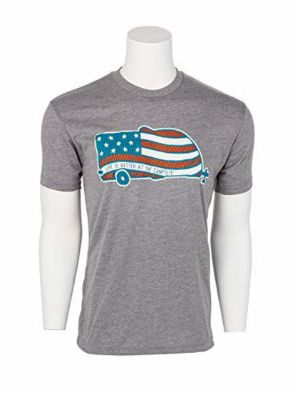 Picture of Camco "Life is Better at The Campsite Crew Neck Short-Sleeve American Flag Camper T-Shirt (Athletic Gray, XX-Large) (53334)
