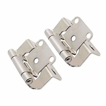 Picture of 20 Pack(10 Pairs) Probrico HMCH196-SN Brushed Satin Nickel Decorative Self Closing Face Mount Kitchen Cabinet Hinges Step 1/2"in Overlay