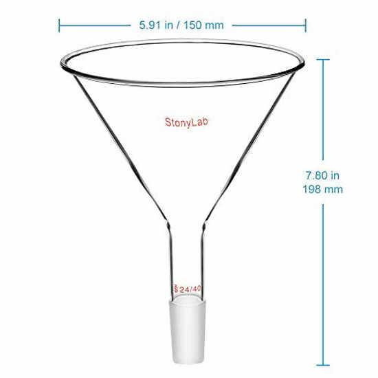 GetUSCart StonyLab Glass Short Stem Powder Funnel with 150 mm Top Outer Dimension and 24/40