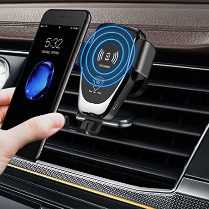 Picture of Dkaile Wireless Charger Car Mount, One-Hand Auto Clamping Air Vent Phone Holder, 10W Fast Charging for Samsung Galaxy S9 S8 S7 Note 8. 7.5W Compatible with iPhone Xs XR X 8 and Qi Enabled Devices.