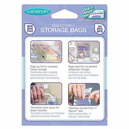 Picture of Lansinoh Breastmilk Storage Bags, 50 Count convenient milk storage bags for breastfeeding