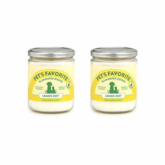 Picture of Pet's Favorite - Tested & Proven - Odor Eliminating Candle, Pet-Friendly Scented Candle, in 4 Great Fragrances - 70-Hour Burn Time, Cotton Wick (Lemon Zest, Pack of 2)