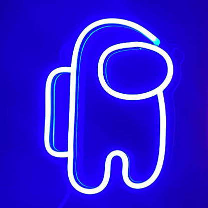 Picture of Among Us Blue Neon Light Neon Sign for Wall Decor USB Powered Light Up Suitable for Bedroom, Game Room, Club Decoration