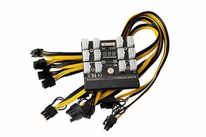 Picture of 1600W Mining Power for PSU GPU 6PIN DPS-1200FB 12 Ports Breakout Board BTC with 6PCS 6Pin PCI-e to 6+2Pin PCI-e Power Cable