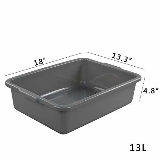13 L Plastic Opslag Utility Bus Box, 3 Pack Commerciële Bus Tubs, Grijs