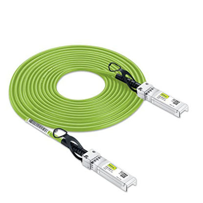 Picture of [Green] Colored 10G SFP+ DAC Cable - Twinax SFP Cable for Cisco SFP-H10GB-CU5M, Ubiquiti UniFi, D-Link, Supermicro, Netgear, Mikrotik, Fortinet, 5-Meter(16.4ft)