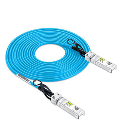 Picture of [Blue] Colored 10G SFP+ DAC Cable - Twinax SFP Cable for Cisco SFP-H10GB-CU5M, Ubiquiti UniFi, D-Link, Supermicro, Netgear, Mikrotik, Fortinet, 5-Meter(16.4ft)