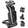 Picture of Kurener Electric Shaver Razor for Men Rechargeable 100% Waterproof Rotary for Shaving with Nose Trimmer Sideburns Trimmer Face Cleaning Brush