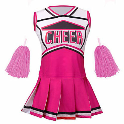 Picture of yolsun Cheerleader Costume for Girls Halloween Cute Uniform Outfit (4-5 Years, Rosy)