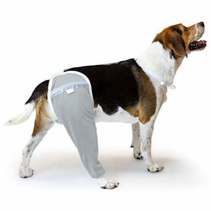 Picture of After Surgery Wear Hip and Thigh Wound Protective Sleeve for Dogs. Dog Recovery Sleeve. Recommended by Vets Worldwide (Large, Gray)