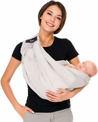 Picture of Baby Carrier by Cuby, Natural Cotton Baby Sling Baby Holder Extra Comfortable for Easy Wearing Carrying of Newborn, Infant Toddler and Ideal for Baby Registry, Nursing,Breastfeeding (Grey)