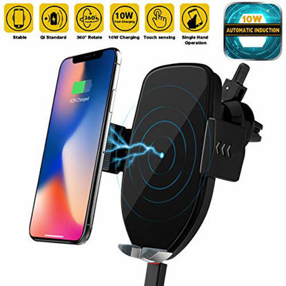 Picture of Wireless Car Charger Mount,10W Auto-Clamping Fast Qi Wireless Charging Air Vent Phone Holder,Compatible/w iPhone 11 Series/Xs MAX/XS/XR/X/8/8p,Samsung S10/S10+/S9/S9+/S8/S8+ and More