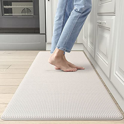 Picture of DEXI Kitchen Mat Cushioned Anti Fatigue Comfort Mat, Non-Slip Memory Foam Kitchen Mats for Floor, Waterproof Kitchen Rugs for Sink, 17x47 Inch, Wheat