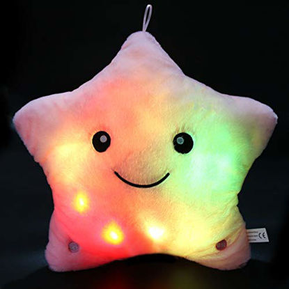 Picture of Bstaofy Musical LED Twinkle Star Stuffed Animals Creative Lullaby Light up Soft Singing Pillow Plush Toys Accompany Kids Glow at Night Birthday Christmas for Girls Toddlers, Pink
