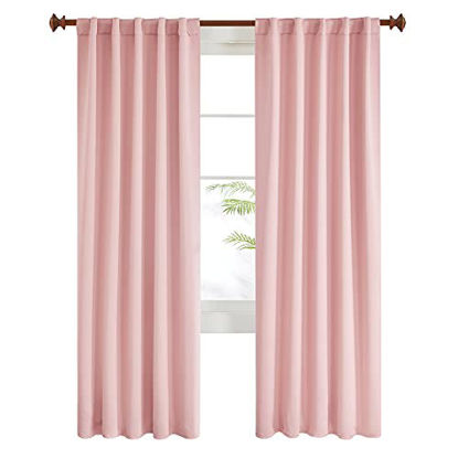 Picture of Deconovo Back Tab and Rod Pocket Blackout Curtains for Living Room - (42x84 Inch, Coral Pink, 2 Panels) Thermal Insulated Light Blocking Curtains