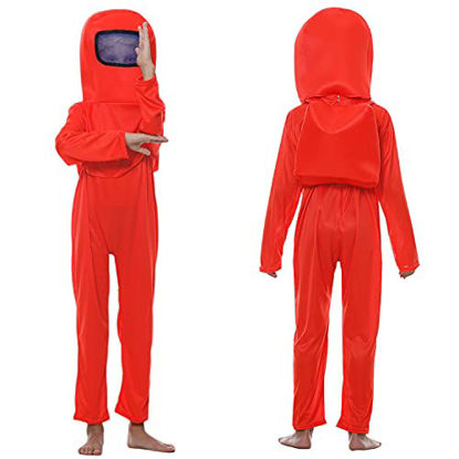 Picture of Kids A-mong Costume Nasa Astronaut Game Suit Space Jumpsuit with Backpack and Helmet Amongs Cosplay Halloween Costumes for Children Boys Girls Aged 4-10