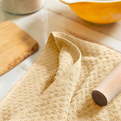 Picture of COTTON CRAFT - 12 Pack - Euro Cafe Waffle Weave Terry Kitchen Towels - 16x28 Inches - Ivory - 400 GSM Quality - 100% Ringspun 2 Ply Cotton - Highly Absorbent Low Lint - Multi Purpose