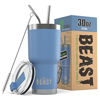 Picture of Beast 30oz Tumbler Stainless Steel Vacuum Insulated Coffee Ice Cup Double Wall Travel Flask by Greens Steel (Stormy Sky Blue)