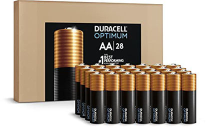 Picture of Duracell Optimum AA Batteries Lasting Power Double A Battery, Alkaline AA Ideal for Household and Office Devices, 28 Count