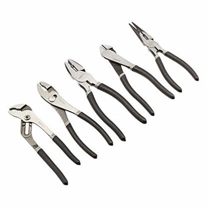 Picture of Amazon Basics Pliers Set with Durable Nylon Case - 5-Piece (8-Inch Diagonal, 8-Inch Combination, 8-Inch Long Nose, 8-Inch Groove Joint, 8-Inch Slip-Joint)