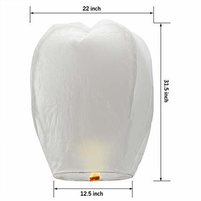 Picture of (Pack of 20) Chinese Lanterns ECO Friendly - Beautiful Lanterns for White Flying Wish Lanterns, Birthdays, Souvenirs