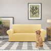 Picture of KEKUOU Stretch Loveseat Sofa Slipcover 1 Piece Couch Sofa Cover (55"-79") Furniture Protector 2 Seater Sofa with Elastic Bottom for Kids,Pet.Jacquard Small Checked Pattern Fabric(Medium,Champagne)
