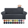 Picture of KEKUOU Stretch Loveseat Sofa Slipcover 1 Piece Couch Sofa Cover (55"-79") Furniture Protector 2 Seater Sofa with Elastic Bottom for Kids,Pet.Jacquard Small Checked Pattern Fabric(Medium,Charcoal)