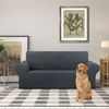 Picture of KEKUOU Stretch Loveseat Sofa Slipcover 1 Piece Couch Sofa Cover (55"-79") Furniture Protector 2 Seater Sofa with Elastic Bottom for Kids,Pet.Jacquard Small Checked Pattern Fabric(Medium,Charcoal)