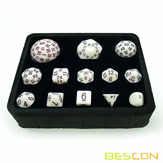 Set De 7 Dés Polyédriques Cristal Noir - Pour Jeux De Rôle (RPG), Donjons & Dragons | D4, D6, D8, D10, D12, D20, D%