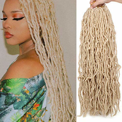 Picture of 18 Inch 6 Packs Blond New Faux Locs Crochet Hair Soft Locs Pre-Loop Goddess Faux Locs Crochet Braids Dreadlocks Synthetic Hair Extensions For Women (18 Inch,613#)