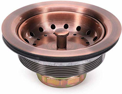 Picture of KONE 3-1/2 Inch Kitchen Sink Drain AC Assembly with Strainer Basket/Stopper, all Stainless Steel Antique Copper Durable and Rustproof