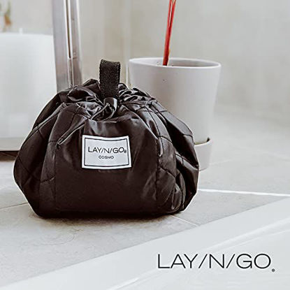 Picture of Lay-n-Go Cosmo Drawstring Makeup Organizer Cosmetic & Toiletry Bag for Travel, and Daily Use with a Durable Patented Design, 20 inch, Ocean Blue