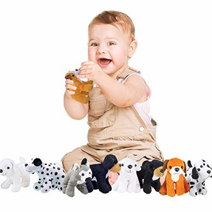 Picture of Bottles N Bags Plush Puppy Dog Stuffed Dog Animal Toys | Variety Pack Made of Soft Plush  Great as a Party Favor, Gift, or Companion  Pretend Play for Kids  1 or 2 Dozen Puppy Assortment (12 Pack)