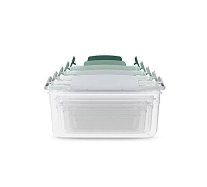 Picture of Joseph Joseph Nest Lock Plastic Food Storage Container Set with Lockable Airtight Leakproof Lids, 10 Piece, Sage