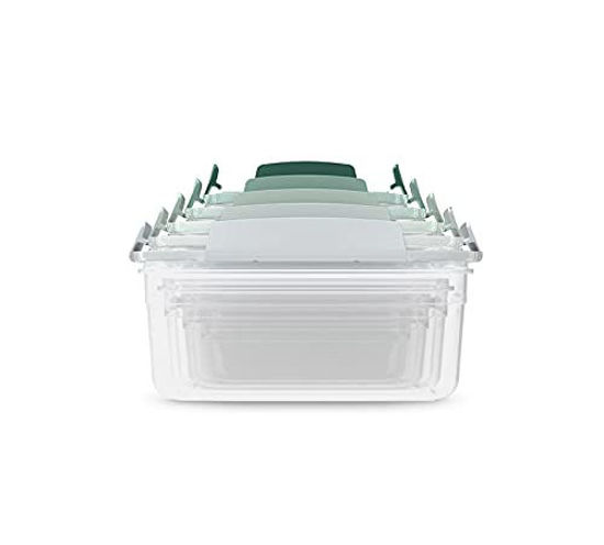 Picture of Joseph Joseph Nest Lock Plastic Food Storage Container Set with Lockable Airtight Leakproof Lids, 10 Piece, Sage