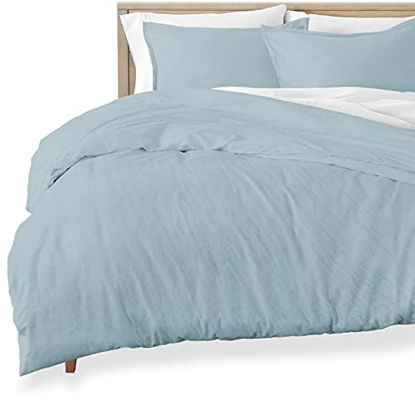 Picture of Bare Home Sandwashed Duvet Cover Twin Size/Twin XL Size - Premium 1800 Collection Duvet Set - Cooling Duvet Cover - Super Soft Duvet Covers (Twin/Twin XL, Sandwashed Dusty Blue)