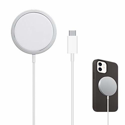 Picture of Apple Original Wireless Mag-Safe Charger,15W Quick Magnetic Charge Pad Dock with USB C Fast Charging Cable Cord Compatible AirPods/iPhone12Mini/Pro/11/X/8 Qi-Enabled Wireless Charge iOS&Android White
