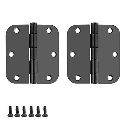 Picture of 18 Pack Matte Black Door Hinges 3.5 x 3.5'' Inch Black Door Hinges with 5/8'' Radius Corners, 3-1/2 inch Door Hinges goldenwarm Interior Door Hardware Residential Door Hinges