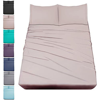 Picture of Mejoroom King size sheets,1800TC Luxury King Sheets with 15-inch Deep Pocket,Premium Bedding Collection - Extra Soft Breathable Wrinkle Fade Stain Resistant Hypoallergenic - 4 Piece (King, Dusty Pink)