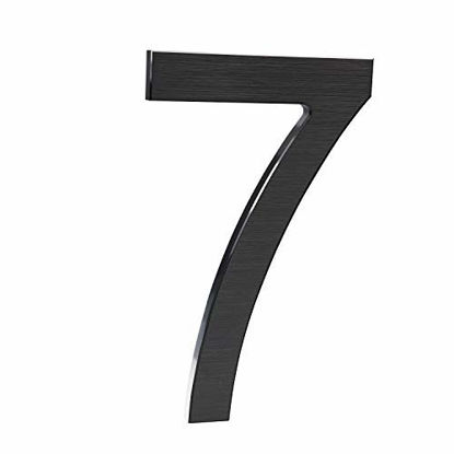 Picture of 8 Inch Modern House Numbers- Premium Aluminum Floating Home Address Number with Elegant & Sophisticated Brushed Finish, Black, Number 7