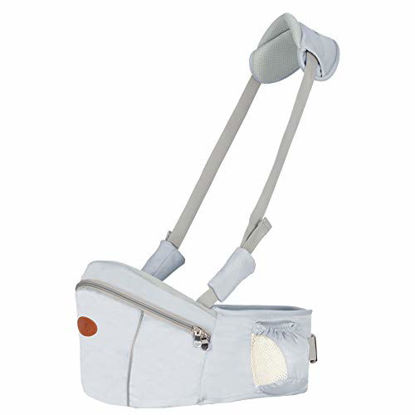 Picture of Baby Hip Seat Carrier Baby Waist Stool for Child Infant Toddler with Adjustable Strap Buckle Pocket Soft Inner Huge Storage (Grey)