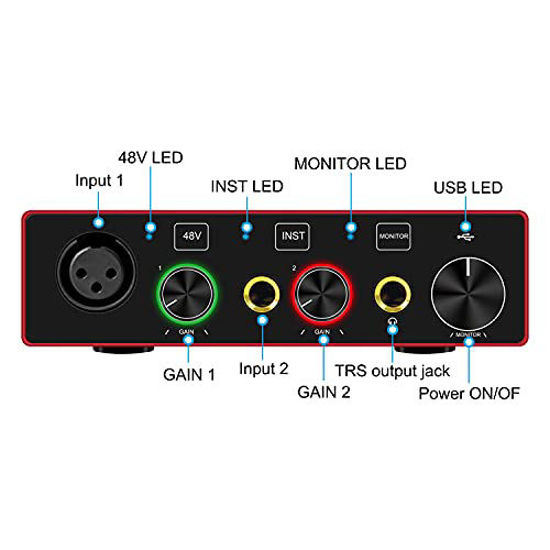USB Audio Interface With Ic Preaplifier And 48V Phanto Power - 24
