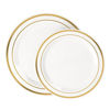 Picture of Disposable Plastic Plates - 60 Pack - 30 x 10.25" Dinner and 30 x 7.5" Salad Combo - Gold Trim Real China Design - Premium Heavy Duty - By Aya's Cutlery Kingdom
