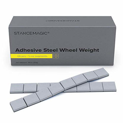 Picture of StanceMagic - 0.25oz 1/4oz - Gray Adhesive Stick On Wheel Weights, Easy Peel, Low Profile, Zinc Plated Steel Balancing Weights for Cars Bikes ATV UTV, 9 lb box (144oz), Contains 576 Pieces
