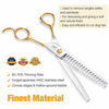 Picture of JASON 7.5" 18-Teeth Chunkers Shears for Dogs Cats Grooming Texturizing Blending Thinning Scissor Pets Trimming Kit Sharp Gold Shear for Right Handed Groomers