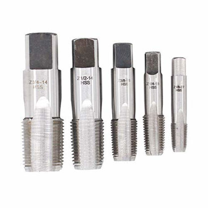 Picture of XtremeAmazing Set of 5 HSS NPT Pipe Tap Set 1/8, 1/4, 3/8, 1/2 and 3/4 Inch