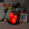 Picture of 5plots 4"6"8" Red Wax Flameless Candles, Flickering Candles Battery Operated with Remote and Timer - Moving Wick Dancing Flame - Set of 3