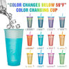 Picture of Meoky 12Pack Plastic Cups with Lids and Straws 24oz Reusable Color Changing Cups for Adult Kids Cold Coffee Drinking Tumblers Summer Party Cups